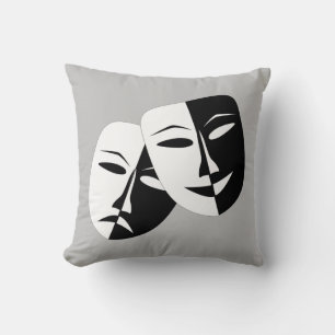 Very Cool Comedy and Tragedy Theatre Masks Throw Pillow