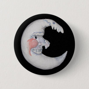 Very Cool Man On The Moon Round Figure Button