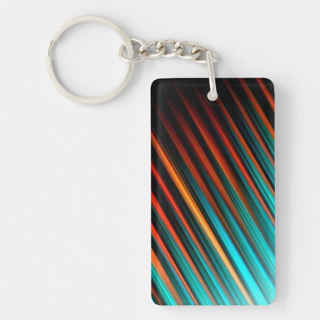 Very Cool Modern Multicoloured Striped Keychain (Front)