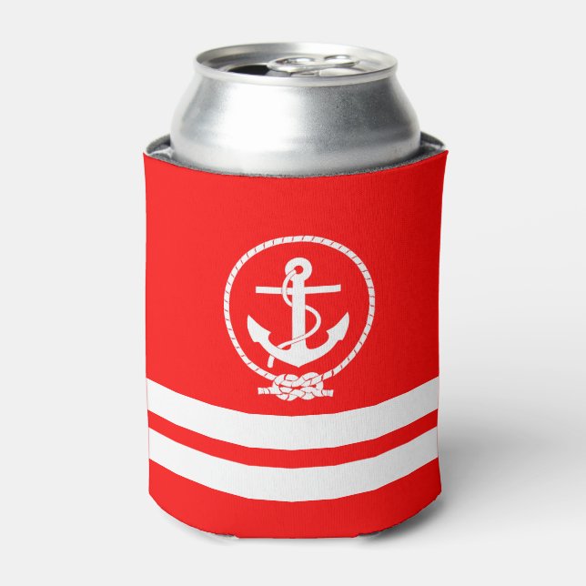 Very Cool Nautical Anchor Pattern Can Cooler (Can Front)