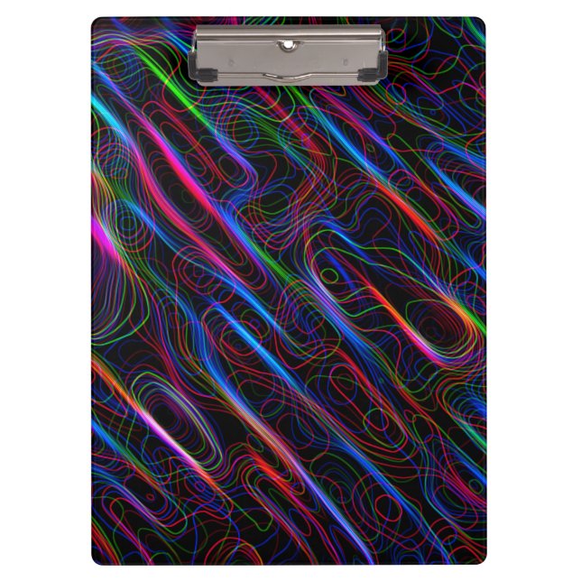 VERY COOL Neon Multicolored Curved Lines Clipboard (Front)
