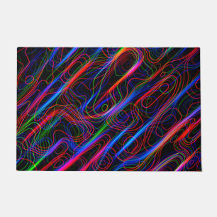 VERY COOL Neon Multicolored Curved Lines Doormat