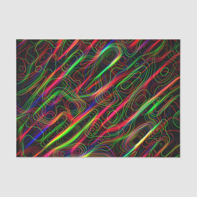 VERY COOL Neon Multicolored Curved Lines Tissue Paper (Front)