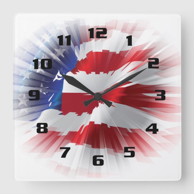 Very Cool Patriotic American Flag Square Wall Clock (Front)