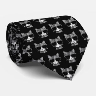 Very Cool Rainbow Cat with Sunglass Pattern Tie