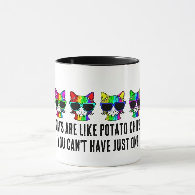 Very Cool Rainbow Cats with Sunglass Pattern  Mug (Center)