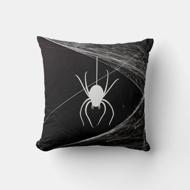 Very Cool Spider on Web Throw Pillow (Front)