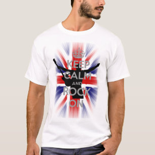 Very Cool U.K Flag Keep calm and Rock on T-Shirt