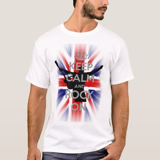 Very Cool U.K Flag Keep calm and Rock on T-Shirt