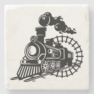 Very Cool Vintage Steam Engine Train Locomotive Stone Coaster