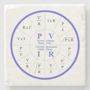 Very Cool Watts, Volts, Amps, & Ohms Formula Stone Coaster