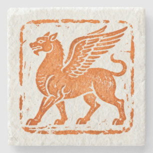 Very Cool Winged Creature Wall Painting Stone Coaster
