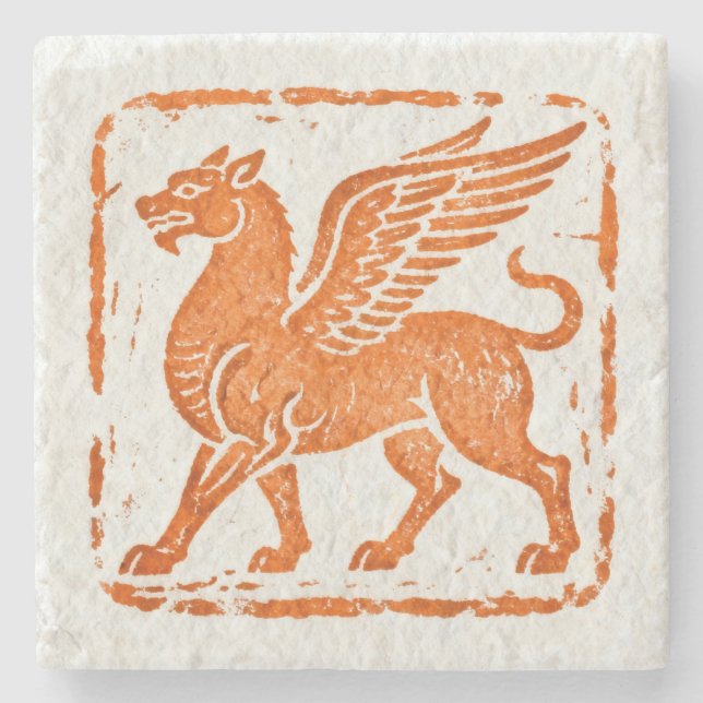 Very Cool Winged Creature Wall Painting Stone Coaster (Front)