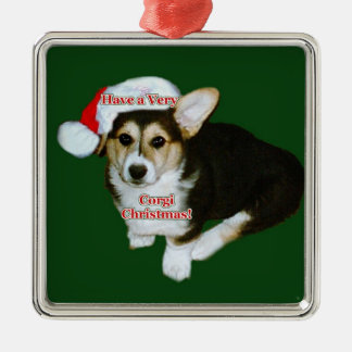 Very Corgi Christmas- Gimli Pup Premium Square Orn Metal Ornament