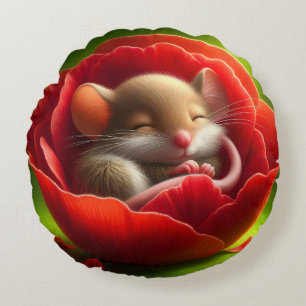 Very Cute Baby Mouse Round Pillow