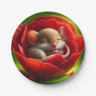 Very Cute Baby Mouse Sleeping Paper Plate