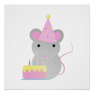 Very Cute Birthday Party Mouse Poster