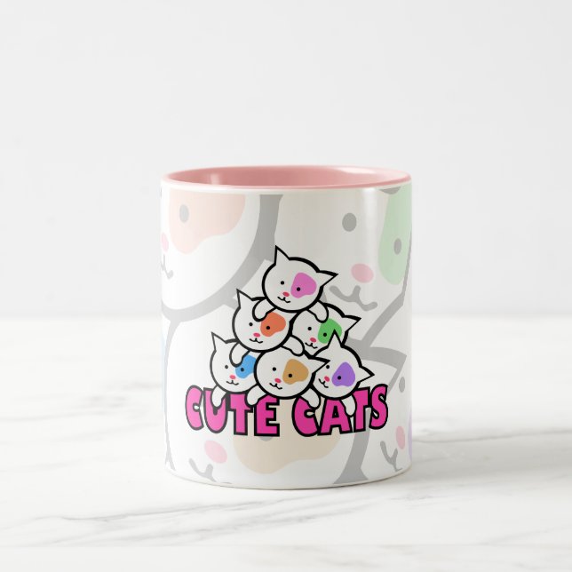 Very cute cat Two-Tone coffee mug (Center)
