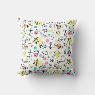Very Cute Children's Doodle Throw Pillow