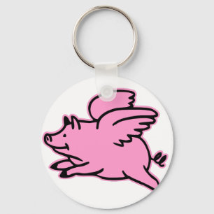 Very Cute Flying Pink Pig Keychain