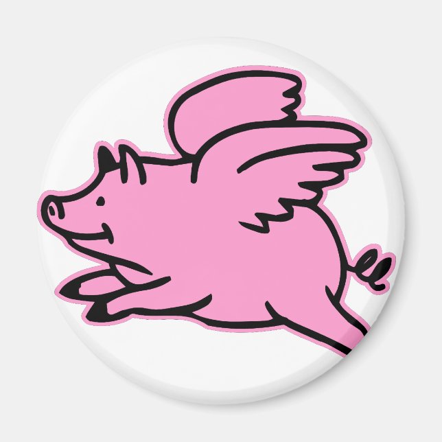 Very Cute Flying Pink Pig Magnet (Front)