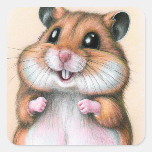 Very Cute Hamster Square Sticker (Front)