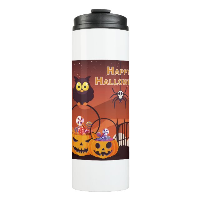 Very Cute Happy Halloween Design Thermal Tumbler (Front)