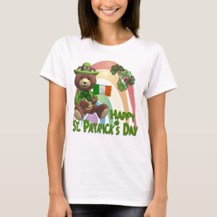 Very Cute Irish Bear with Flag Design #2 T-Shirt