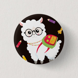 Very cute l Llama with backpack 1 Inch Round Button