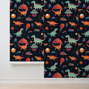 Very Cute Outer Space Dinosaurs Wallpaper