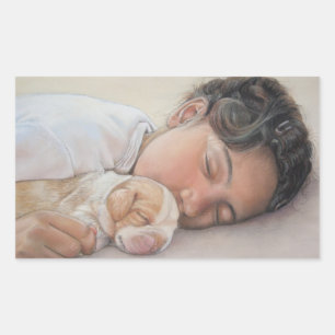 very cute picture of child and beagle puppy  sticker