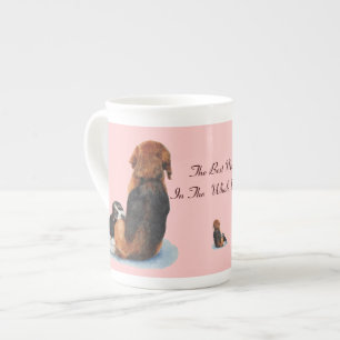 very cute puppy beagle with mom dog bone china mug
