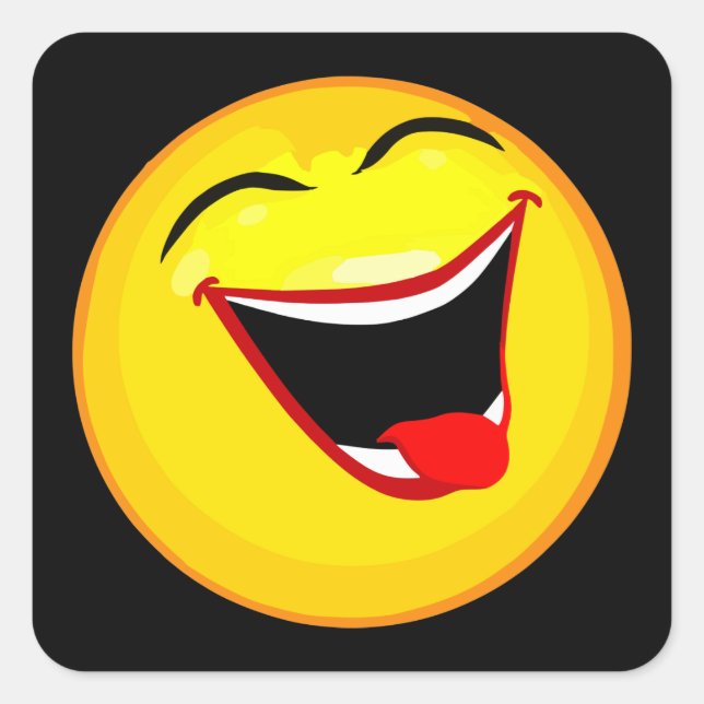 Very Cute & Very Happy Emoticon / Emoji Square Sticker (Front)