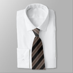 Very Dark Brown Large Striped Tie