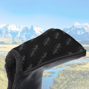 Very Dark Grey & Black Monogram Name Pattern Golf Head Cover