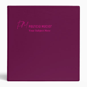 Very deep wine binder with pink text.