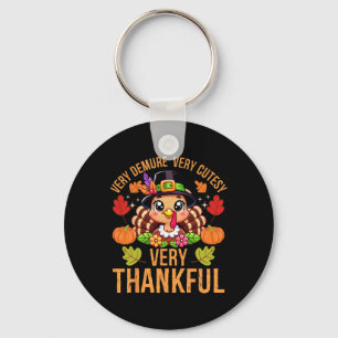 Very Demure Cutesy Thankful Funny Thanksgiving Tur Keychain