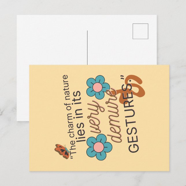 Very Demure Gestures / Demure; Butterfly, Flowers Holiday Postcard (Front/Back)