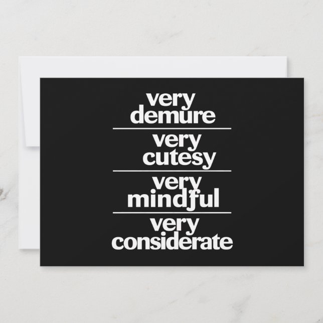 Very Demure Very Cutesy Very Considerate Demure Invitation (Front)