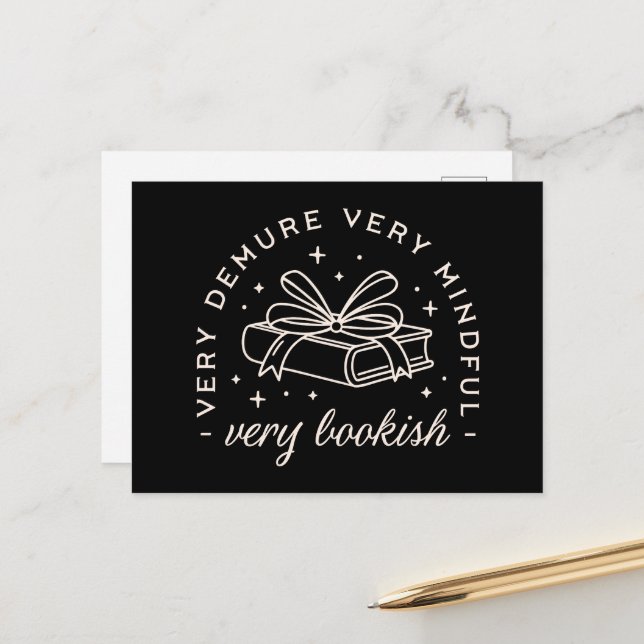 Very demure very mindful book lover postcard (Front/Back In Situ)