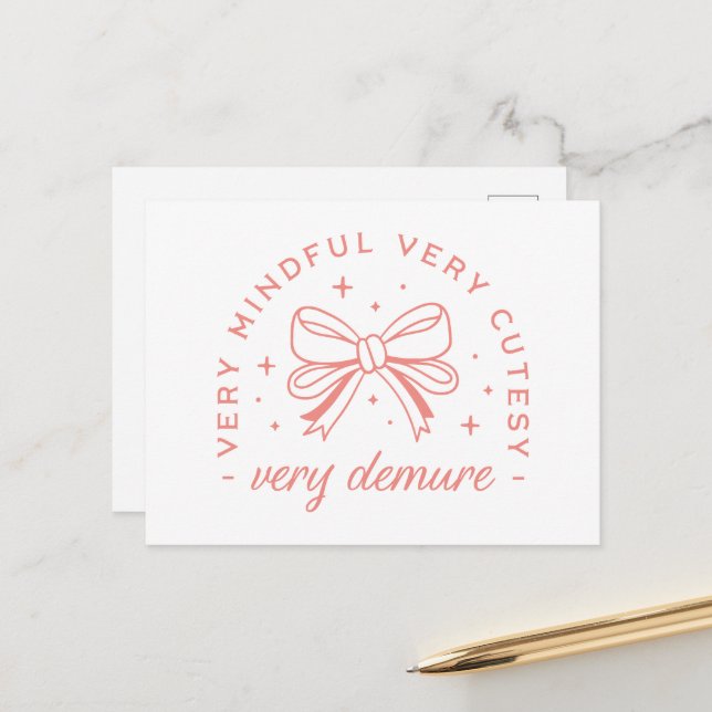 Very demure very mindful very cutesy postcard (Front/Back In Situ)
