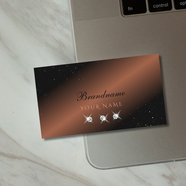 Very Elegant Black Brown Sparkle Diamonds Stylish Business Card (Creator Uploaded)