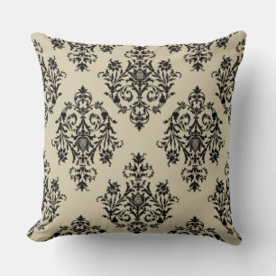 Very Elegant Cream Colour Damask Pattern Throw Pillow