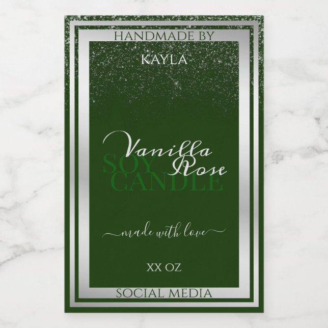Very Elegant Dark Green and Silver Product Labels (Single Label)