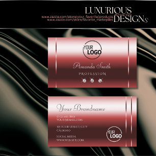 Very Elegant Ruby Red Gradient with Diamonds Logo Business Card