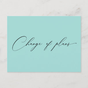 very elegant script change of plans wedding postcard