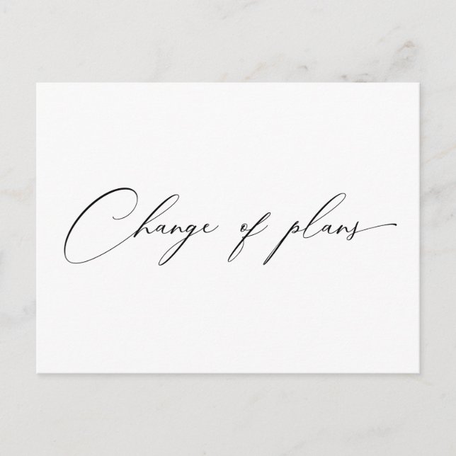 very elegant script change of plans wedding postcard (Front)