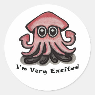 Very Excited Squid Classic Round Sticker