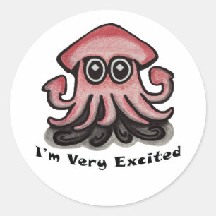 Very Excited Squid Classic Round Sticker