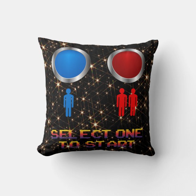 Very Fun Classic Arcade SELECT ONE TO START Throw Pillow (Front)